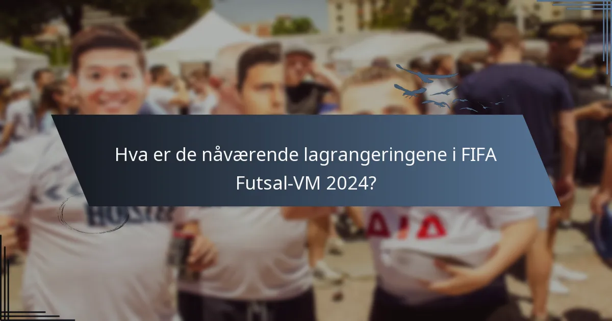 Hva er de nåværende lagrangeringene i FIFA Futsal-VM 2024?