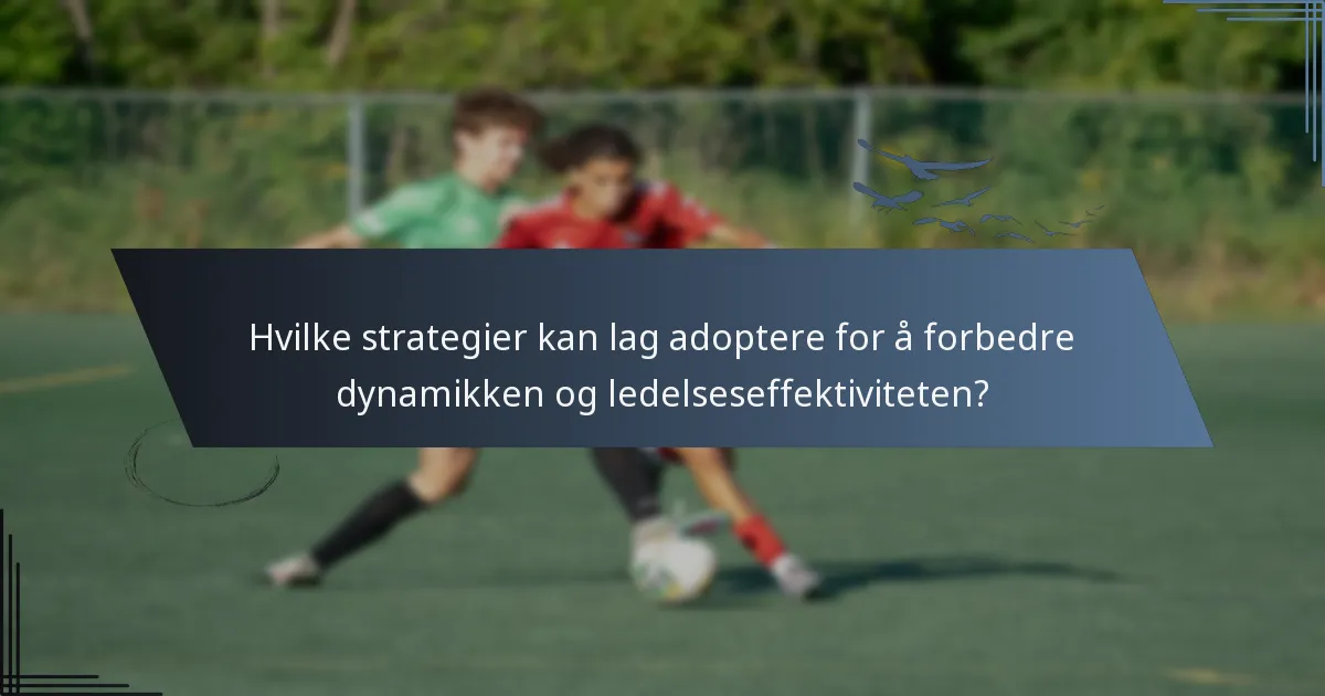 Hvilke strategier kan lag adoptere for å forbedre dynamikken og ledelseseffektiviteten?